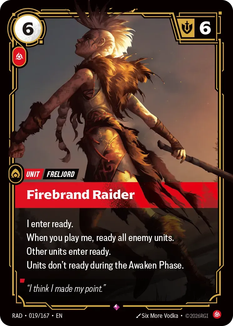 Firebrand Raider Riftbound card (OPP-019/167)